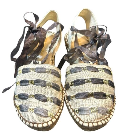 Andre Assous Linen Canvas with Ribbon Weave  Espadrille Wedges Size 10 - Picture 5 of 13